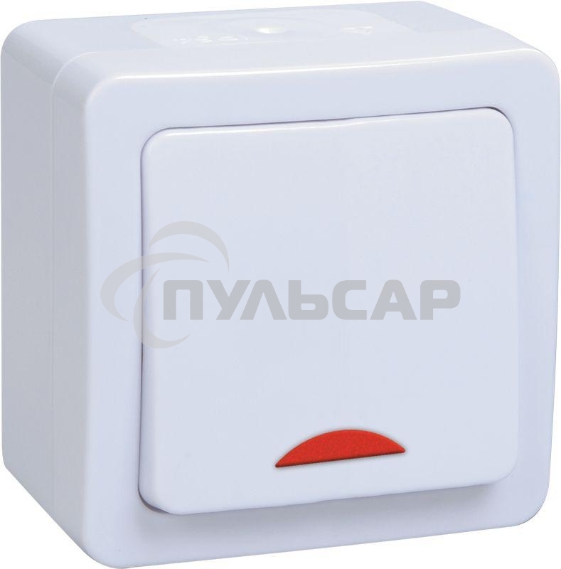 Выключатель 1-кл. ОП ГЕРМЕС PLUS для открытой установки со свет. индик. ВС20-1-1-ГПБ IP54 (цвет клавиши: белый) ИЭК EVMP11-K01-10-54-EC