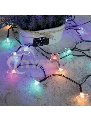 Каскад Lamper Ночной букет LED 4 м с выносной солнечной панелью 2 м и аккумулятором, теплое белое свечение