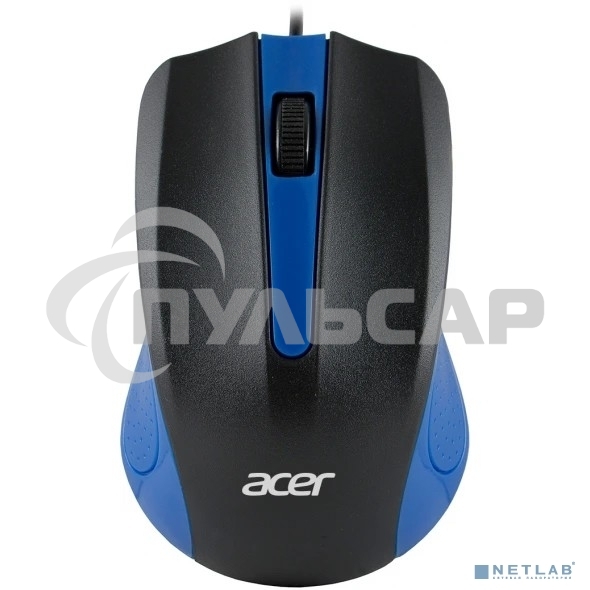 Мышь проводная Acer OMW011 черный/синий, 1200 dpi, USB, кнопки - 3