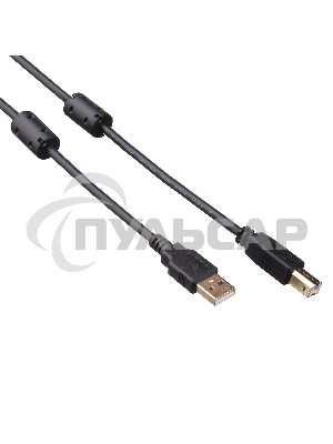 Кабель USB 2.0 A-->B 3м ExeGate 2 фильтра, позолоченные контакты
