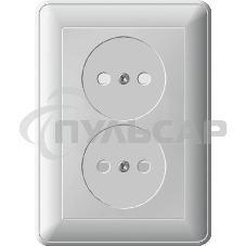 Розетка 2-м СП W59 16А IP20 защ. шторки без заземл. бел. SchE RS16-254-18