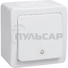 Выключатель кнопочный 1-кл. ОП ГЕРМЕС PLUS ВСк20-1-0-ГПБ IP54 (цвет клавиши: белый) ИЭК EVMP13-K01-10-54-EC