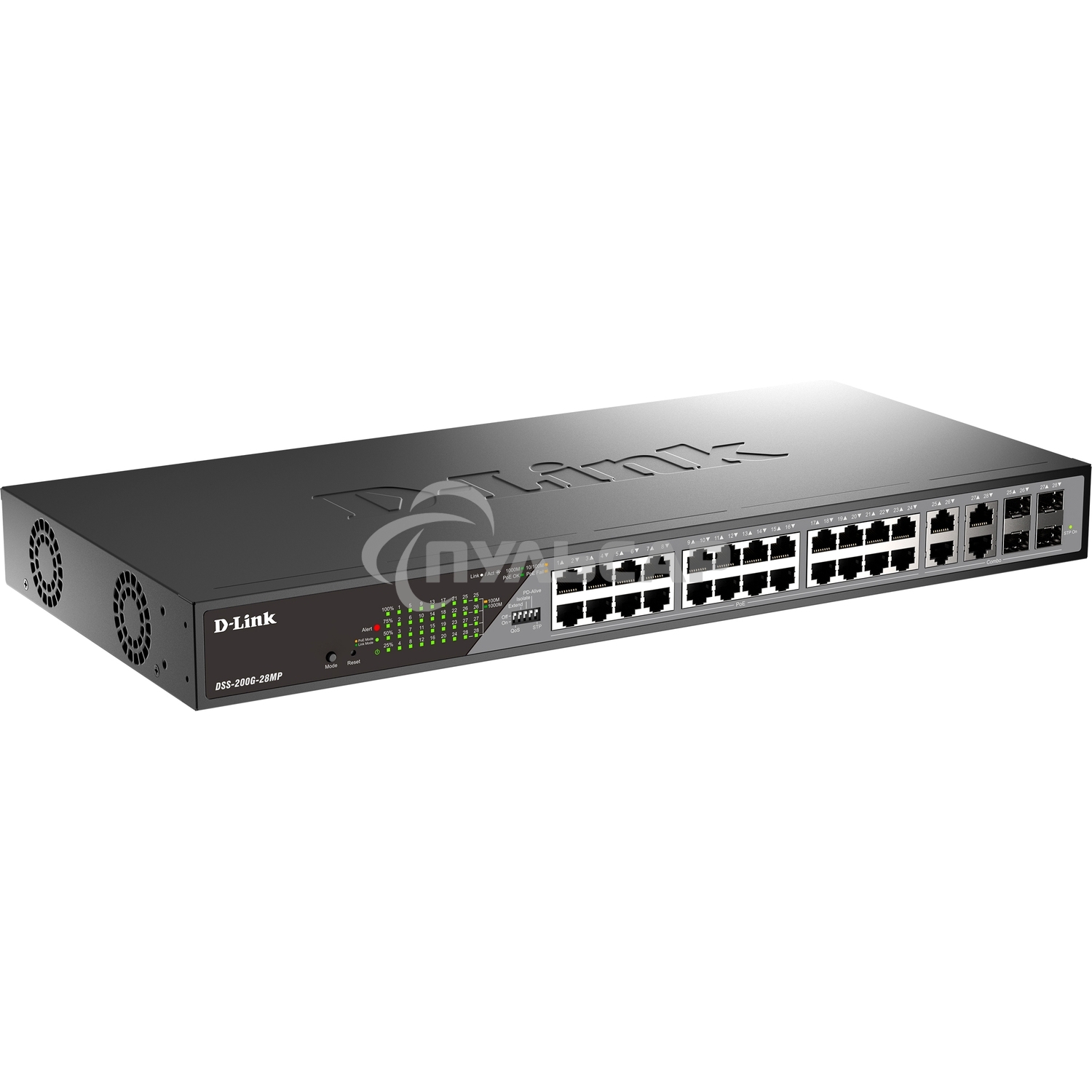 Сетевой коммутатор Smart L2 Surveillance Switch 24х1000Base-T PoE, 4xCombo 1000Base-T/SFP, PoE Budget 370W, Long-range PoE up to 250m