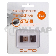 Флешка USB 2.0 QUMO 8 Gb, NANO QM8GUD-NANO-B черный