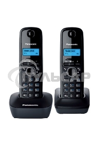 Телефон беспроводной (DECT) Panasonic KX-TG1612RUH (серый) Доп трубка в комплекте,АОН, Caller ID,12 мелодий звонка,поиск трубки