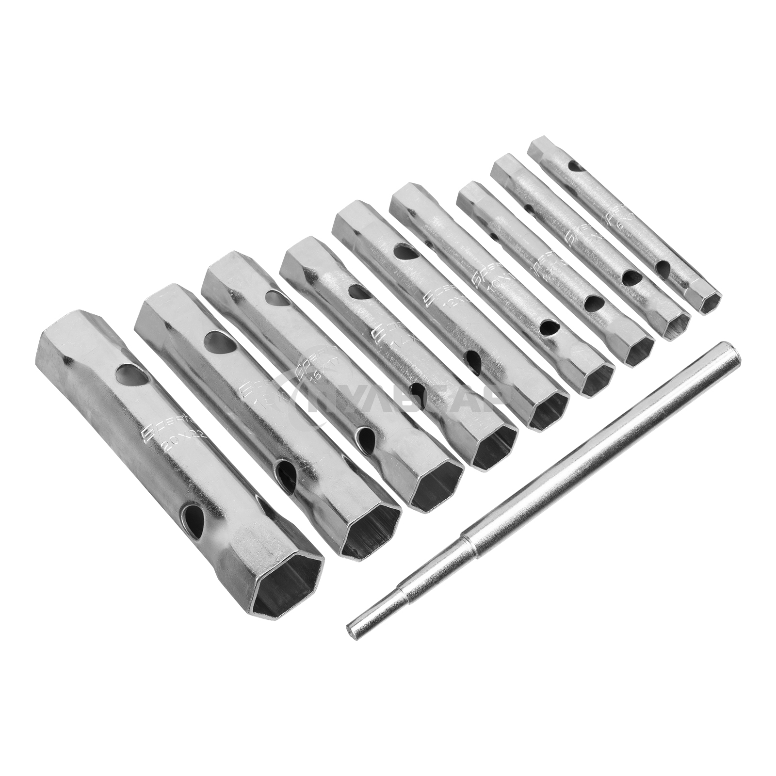 Набор ключей-трубок торцевых, 6 - 22 мм, вороток, оцинкованные, 9 шт. Sparta 137525