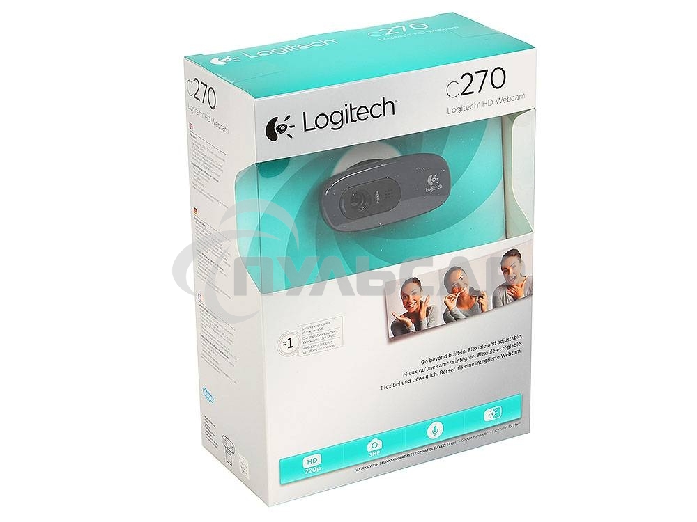 Веб-камера Logitech Webcam HD Pro C270, 3MP, 1280x720, Rtl