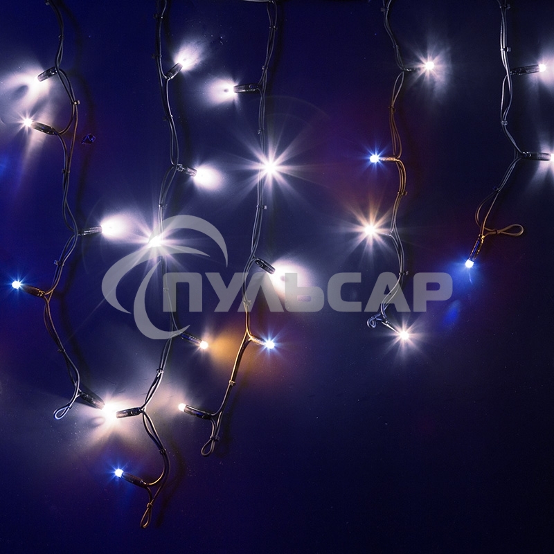 Гирлянда Neon-night Айсикл (бахрома) светодиодный, 4,0 х 0,6 м, с эффектом мерцания, черный провод каучук, 230 В, диоды белые,