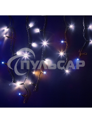 Гирлянда Neon-night Айсикл (бахрома) светодиодный, 4,0 х 0,6 м, с эффектом мерцания, черный провод каучук, 230 В, диоды белые,