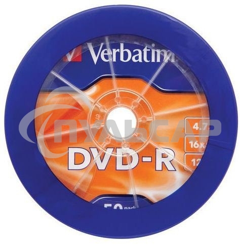 Диск DVD-R Verbatim 4.7Gb 16x Cake Box (50шт) (43731)