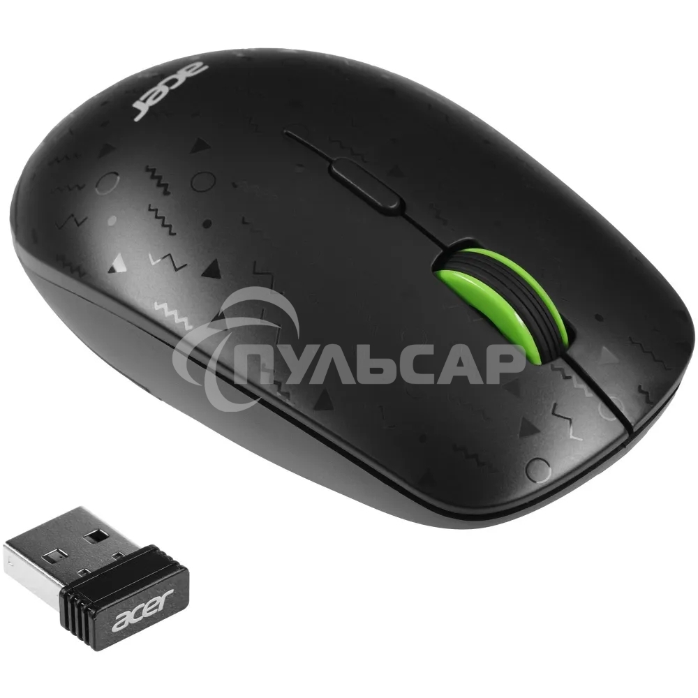 Мышь беспроводная Acer OMR307 черный, 1600 dpi, радиоканал, USB, кнопки - 4
