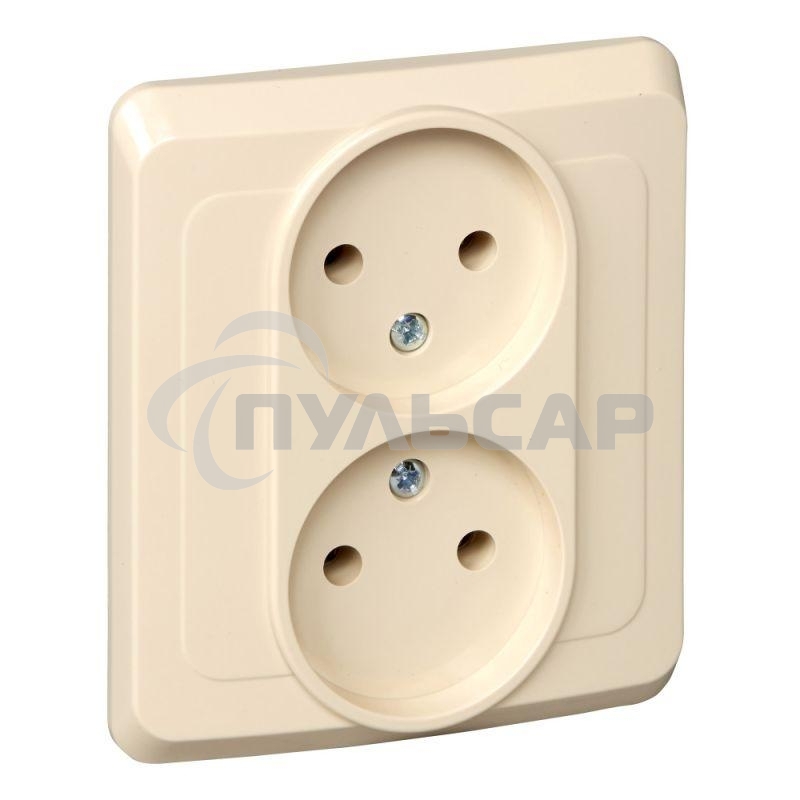 Розетка 2-м СП Этюд 16А IP20 без заземл. крем. SchE PC16-005K