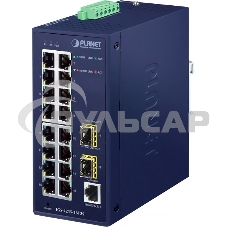 Коммутатор PLANET IGS-4215-16T2S IP30 Industrial L2/L4 16-Port 10/100/1000T + 2-Port 100/1000X SFP Managed Switch (-40~75 degrees C, dual redundant power input on 12~48VDC/24VAC terminal block)