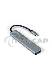 Док-станция ExeGate EX293983RUS DUB-21C/PD/CR/H (кабель-адаптер USB Type-C --> 2xUSB3.0 + Card Reader + PD 100W + HDMI 4K@60Hz, Plug&Play, серый)