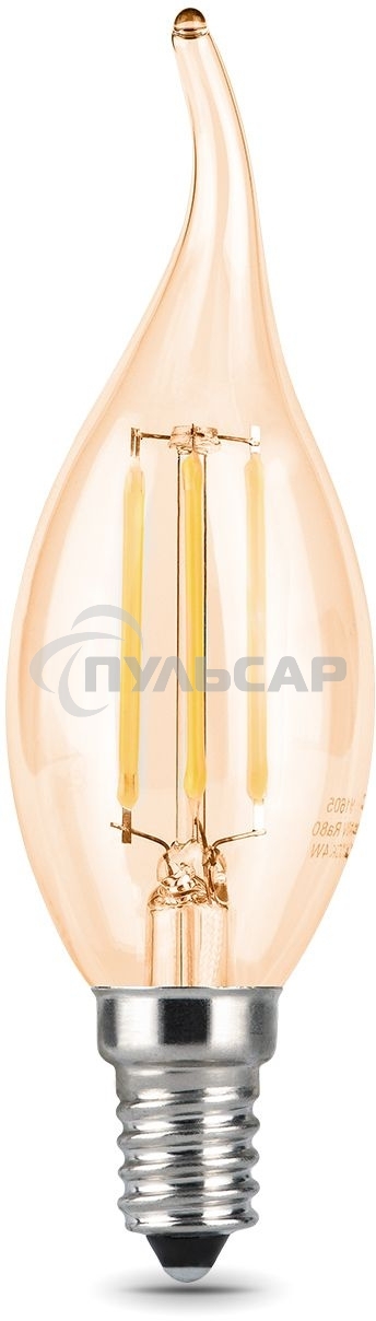 Лампа светодиодная Gauss Filament Свеча на ветру E14 5Вт 4100К Golden