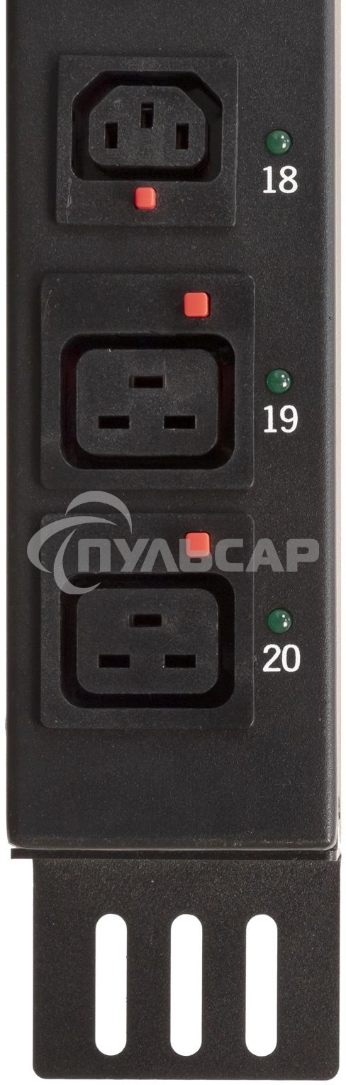 Блок распределения питания Powercom PDU-16AVMS20-18C13-2C19 18*C13+2*C19, 16A, 1,5U (1968234)