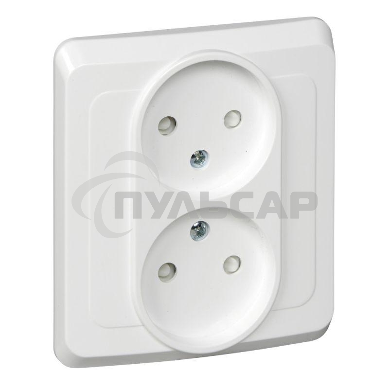 Розетка 2-м СП Этюд 16А IP20 защ. шторки без заземл. бел. SchE PC16-006B