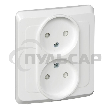 Розетка 2-м СП Этюд 16А IP20 защ. шторки без заземл. бел. SchE PC16-006B