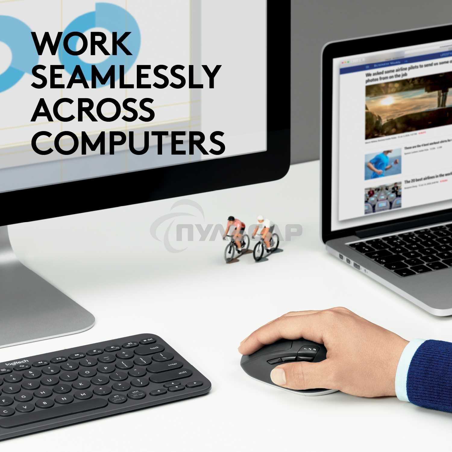 Мышь беспроводная Logitech M720 Triathlon черный, 1000 dpi, радиоканал, Bluetooth, USB, кнопки - 8