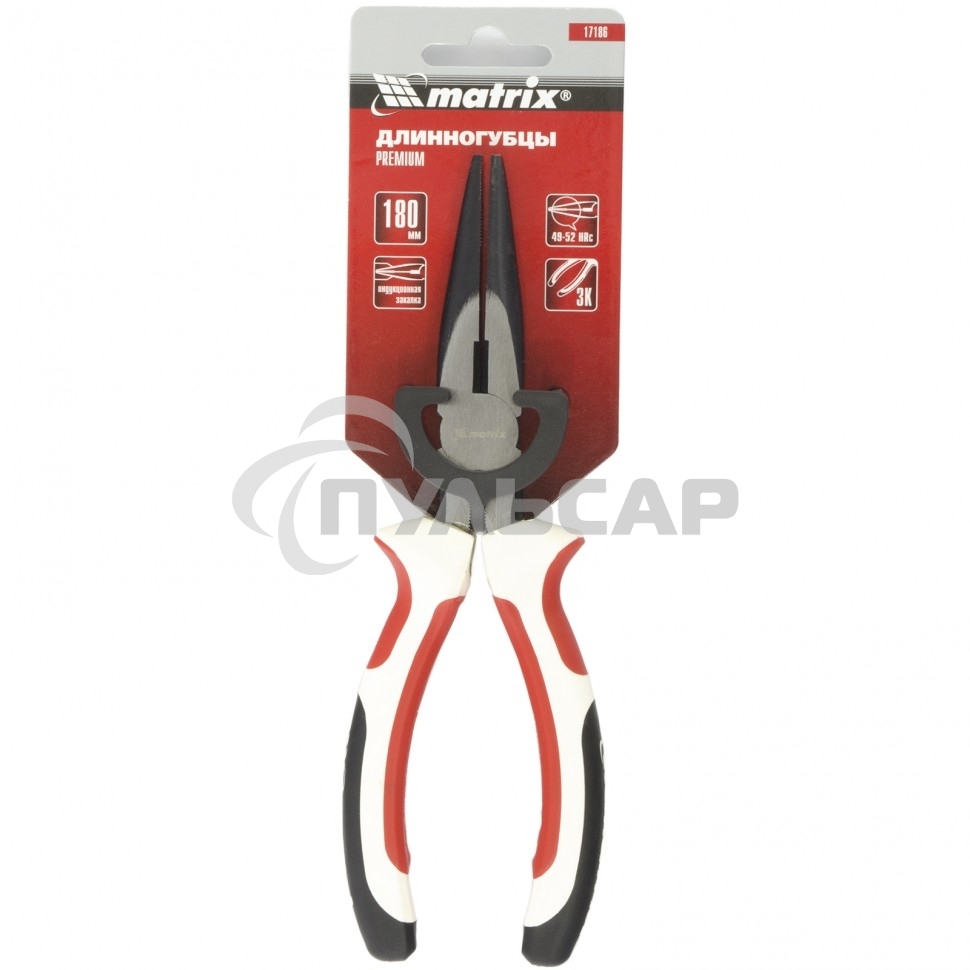 Длинногубцы Matrix Premium, 180 мм, прямые, трехкомпонентные рукоятки