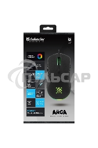Мышь проводная Defender Arga GM-049 черный, 3600 dpi, USB, кнопки - 6