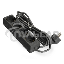 Удлинитель ExeGate ECE-4-1.8B (EX285810RUS), черный, 1.8 м, Евровилка с заземлением, 4 евророзетки с заземлением, 2200 Вт