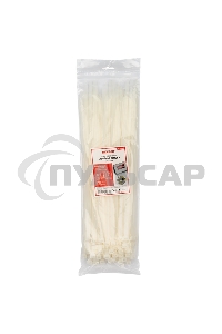 Хомут-стяжкa нейлоновая с тройным замком Rexant 400x7,6 мм, белая, упаковка 100 шт.