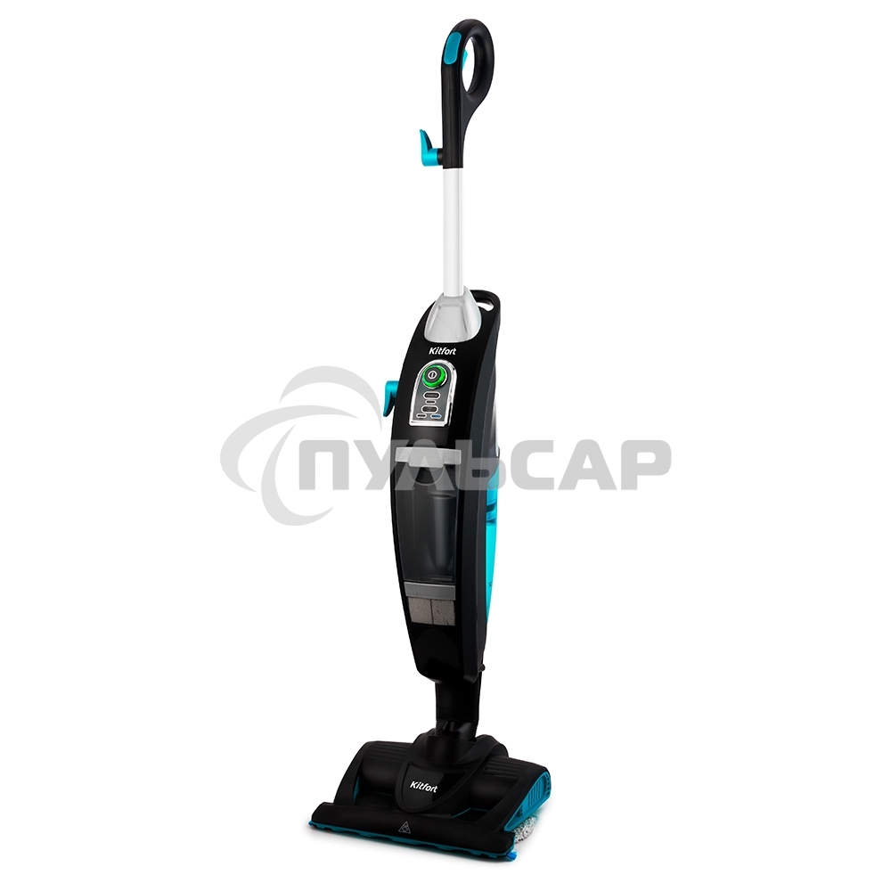 Пылесос вертикальный паровой Kitfort КТ-535-1 черный, питание от сети, 1600 Вт, уборка влажная/паром/сухая, пылесборник 1 л