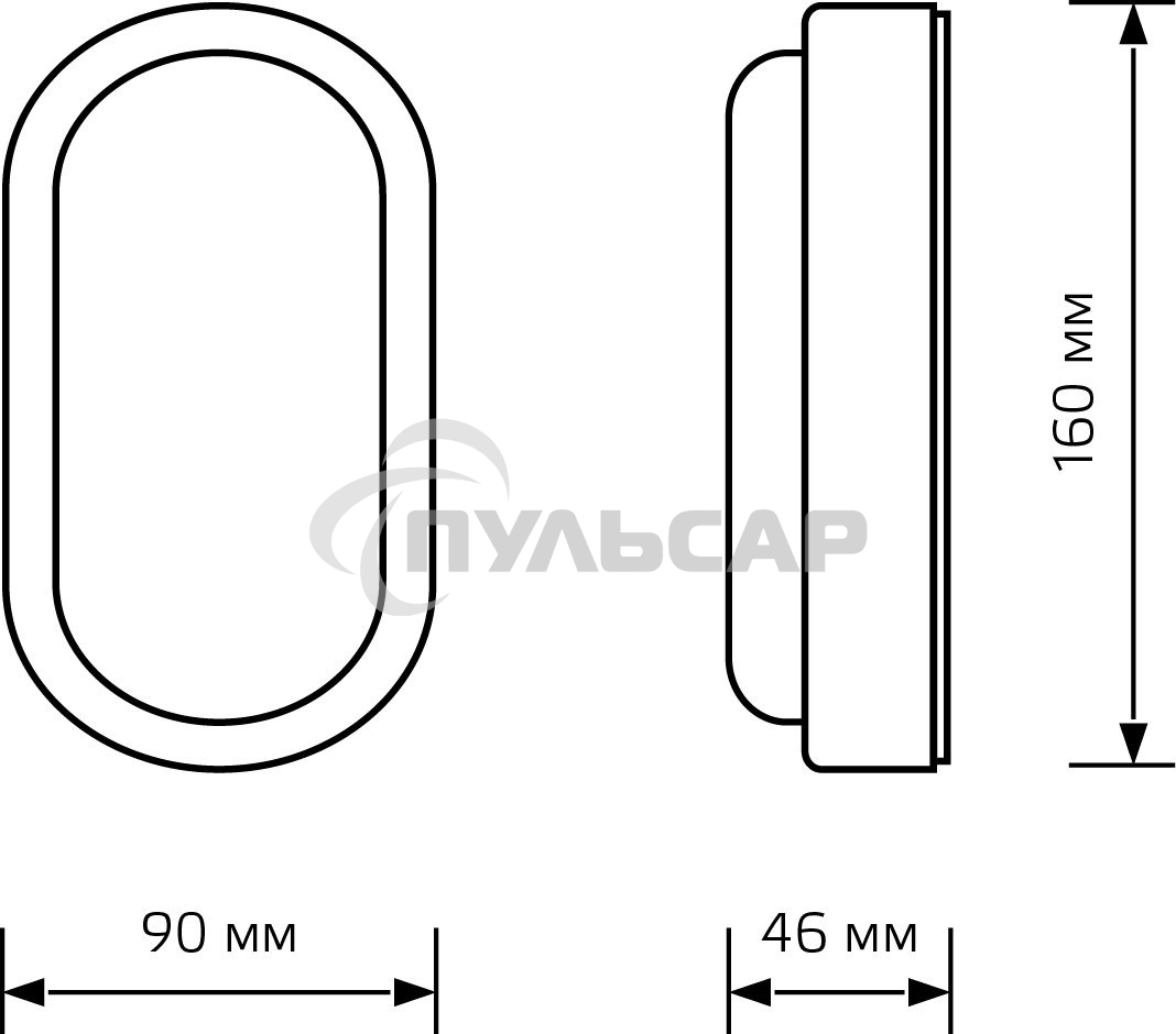 Светильник ЖКХ Gauss LITE овал 8W 680lm 4000K 200-240V IP65 160*90*46мм белый LED 1/40