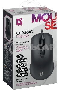 Мышь проводная Defender Optimum MB-160 черный, 1000 dpi, USB, кнопки - 3