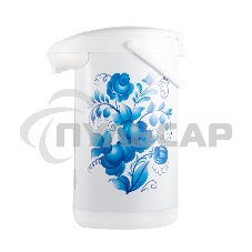 Термопот Blackton Bt TP533 ГжельОбщий объем 5л, Автоматическое поддержание температуры, Повторное кипячение, 3 способа подачи воды, Защита от включения без воды, Защита от перегрева, Блокировка крышки,Материал внутренней камеры нержавеющая сталь, Мощность