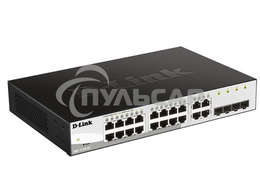 Коммутатор D-Link Gigabit Smart Switch with 16 10/100/1000Base-T ports and 4 Gigabit MiniGbIC (SFP) ports