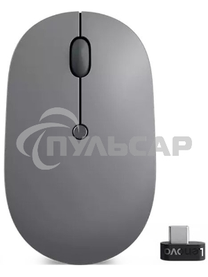 Мышь беспроводная Lenovo Go серый, 2400 dpi, радиоканал, USB-C, кнопки - 3