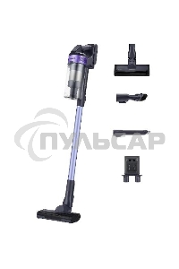 Пылесос вертикальный Samsung VS15A6031R4/EV фиолетовый/черный, питание от аккумулятора, 150 Вт, уборка сухая, пылесборник 0.8 л, работа от АКБ max 40 мин.