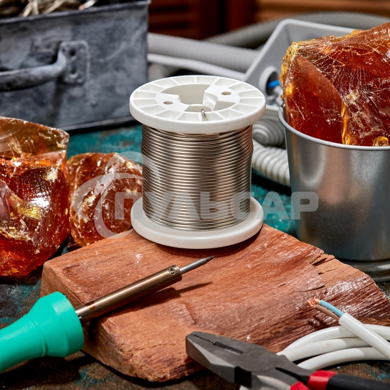 Припой ПОМ-3, 500г, Ø2мм, (олово 97%, медь 3%), бессвинцовый, ГОСТ 21931-76, катушка Rexant