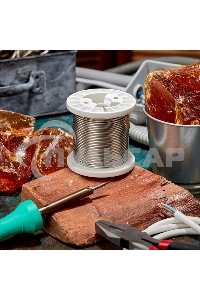 Припой ПОМ-3, 500г, Ø2мм, (олово 97%, медь 3%), бессвинцовый, ГОСТ 21931-76, катушка Rexant