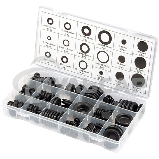 Набор сальников СИБРТЕХ, D 6,35 - 25,4 мм, 125 предм. 47599