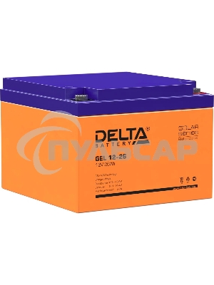 Аккумуляторная батарея Delta GEL 12-26 напряжение 12В, емкость 26А·ч (174х166х125мм)