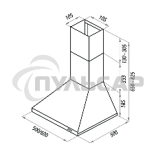 Вытяжка каминная Maunfeld Aire 50 белая, 50 см, 500 куб. м/ч, 48 дБ