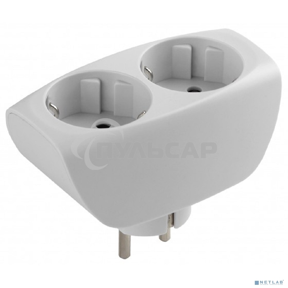 Тройник ЭРА SP-2e-W 2 гнезда, с заземлением, со шторками, белый