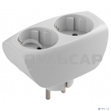 Тройник ЭРА SP-2e-W 2 гнезда, с заземлением, со шторками, белый