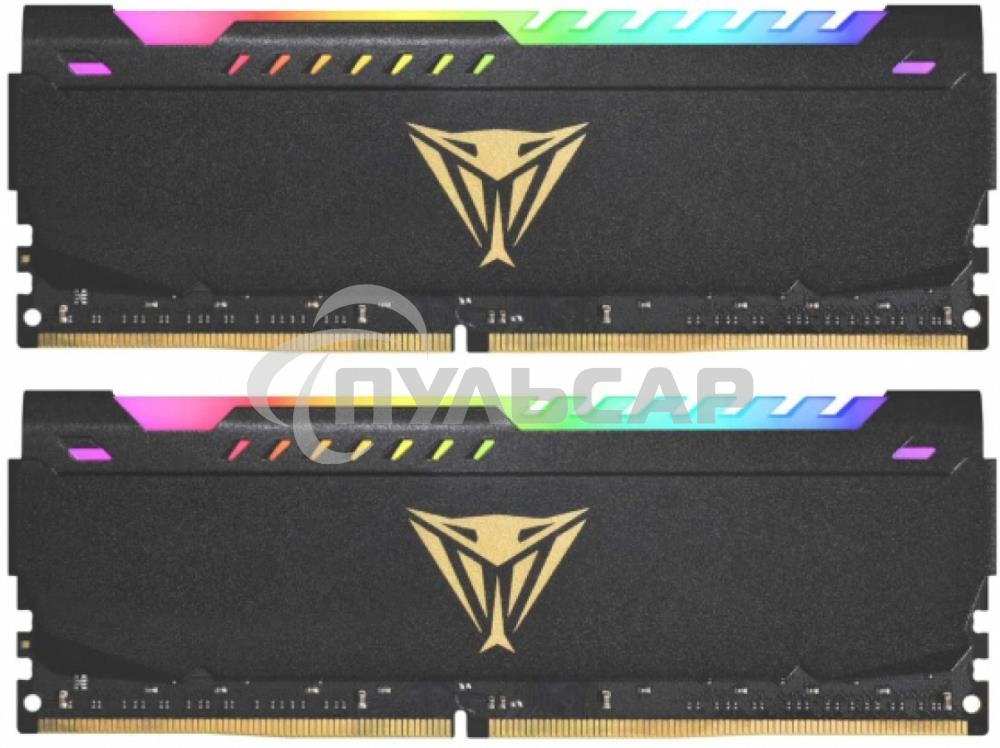 Оперативная память Patriot Viper Steel, DDR4, 16Gb (2x8Gb), 3200MHz, CL18, DIMM, с радиатором, RGB, черный