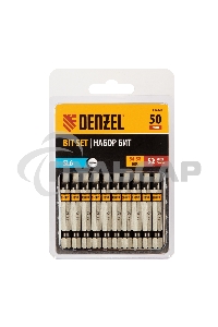 Набор бит SL6,0х50, сталь S2, шестигранный профиль, 10шт. Denzel