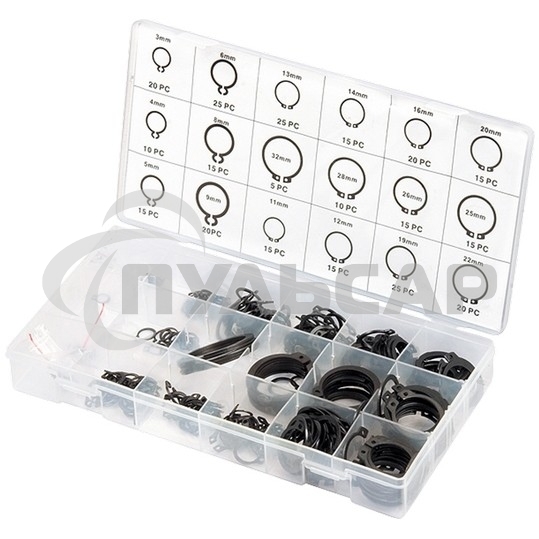 Набор стопорных колец СИБРТЕХ, D 3 - 32 мм, 300 предм. 47600