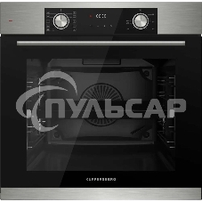 Встраиваемый духовой шкаф Kuppersberg HF 610 BX 60 см, 80 л, 10 режимов, эмаль легкой очистки, поворотные переключатели, телескопические направляющие на 1 уровне, черный - нержавеющая сталь