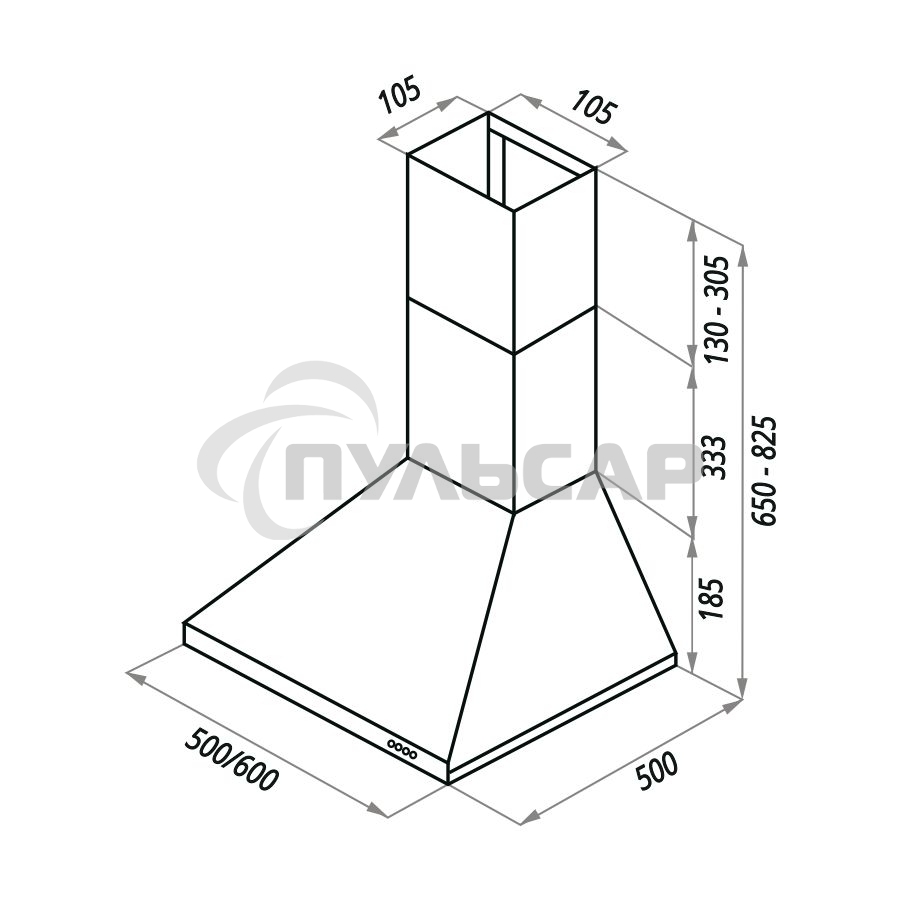 Вытяжка каминная Maunfeld Aire 60 белая, 60 см, 500 куб. м/ч, 48 дБ