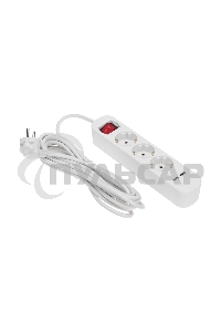 Удлинитель STANDARD 3 гнезда, 5м, 3х1,0мм², с/з, с выключателем, 2 USB, белый Rexant