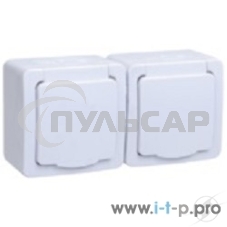 Розетка двухместная с з/к с крышкой для открытой установки РСб22-3-ГПБб IP54 серия 