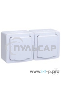 Розетка двухместная с з/к с крышкой для открытой установки РСб22-3-ГПБб IP54 серия 