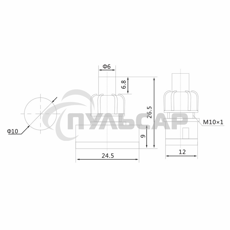Выключатель-кнопка Rexant 250V 1А (2с) ON-OFF черный (для настольной лампы)